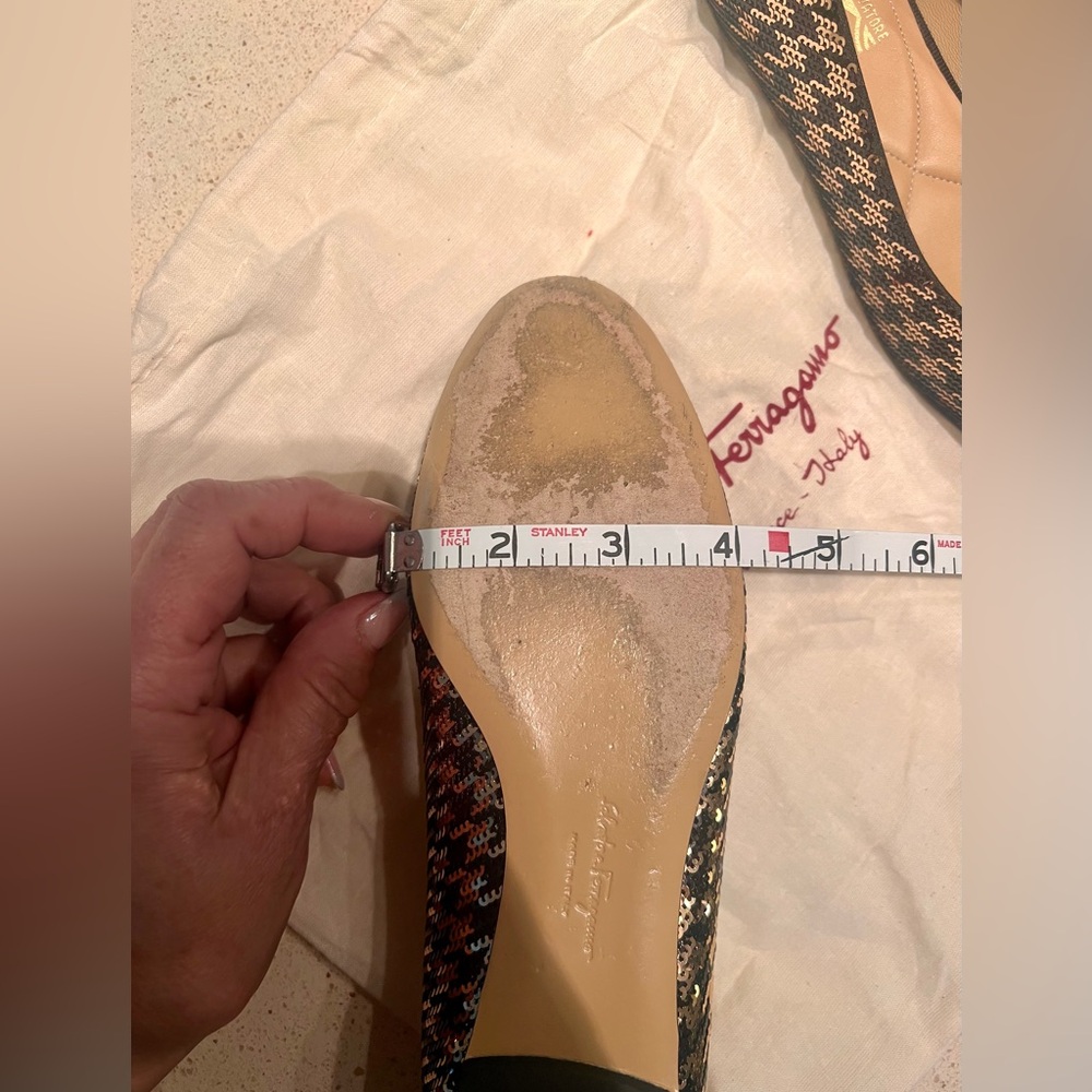 SALVATORE FERRAGAMO Sequin Herringbone Varina Coo Ballet Flat, Size 6.5 - Picture 10 of 11